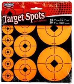 Birchwood Casey Target Spots Self-Adhesive Paper Bullseye Black Target Paper W/Orange Target 60-1"/30-2"/20-3"